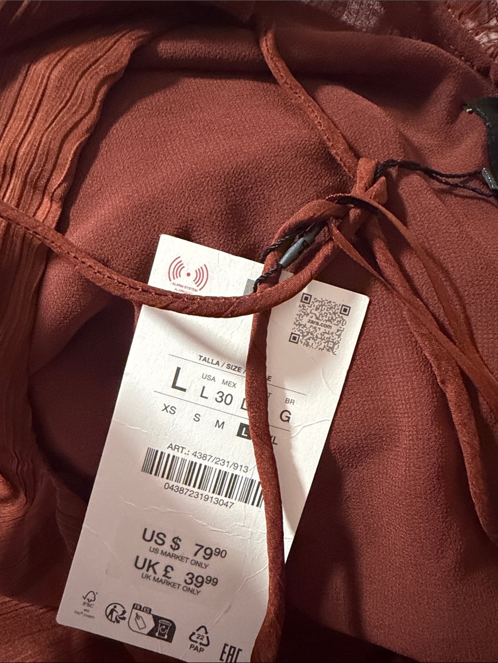 Zara Rust-Brown Striped Maxi Dress with Tie Neck - Picture 6 of 8